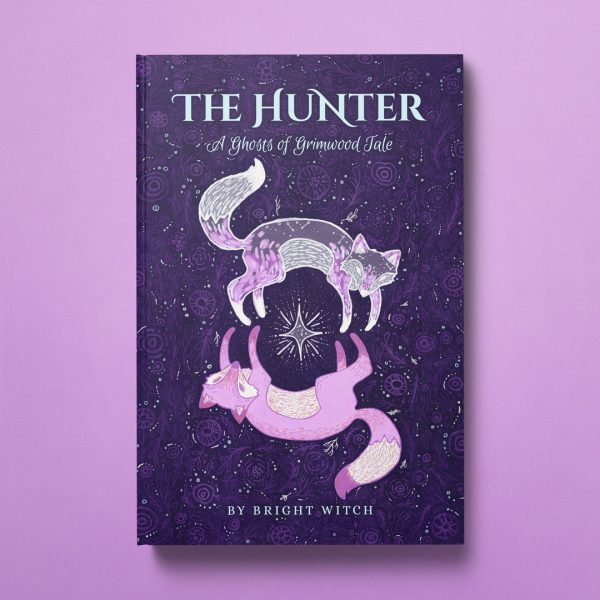 The Hunter eBook cover featuring an illustration of two ethereal foxes encircling a silver star.