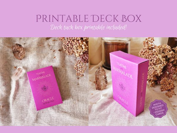 Mockup showing front and side angles of the printable deck box