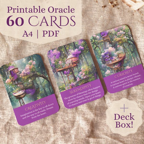 Teatime with Marmalade 60 card printable oracle deck with deck box