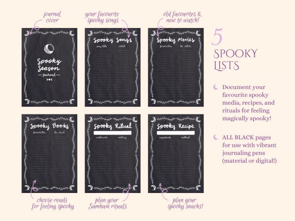Layout of inner journal pages: Spooky Lists