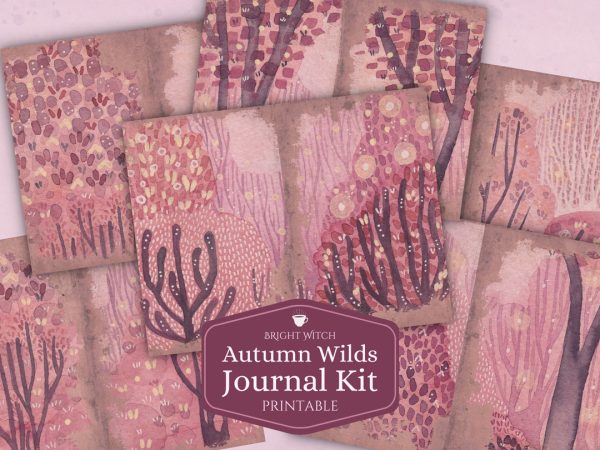 Autumn Wilds Printable Junk Journaling Kit, A4 and US Letter page sizes.