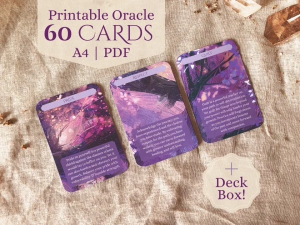 Darkwood Dreaming 60 card printable oracle deck with deck box