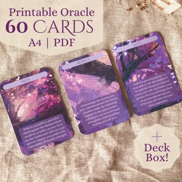 Darkwood Dreaming 60 card printable oracle deck with deck box